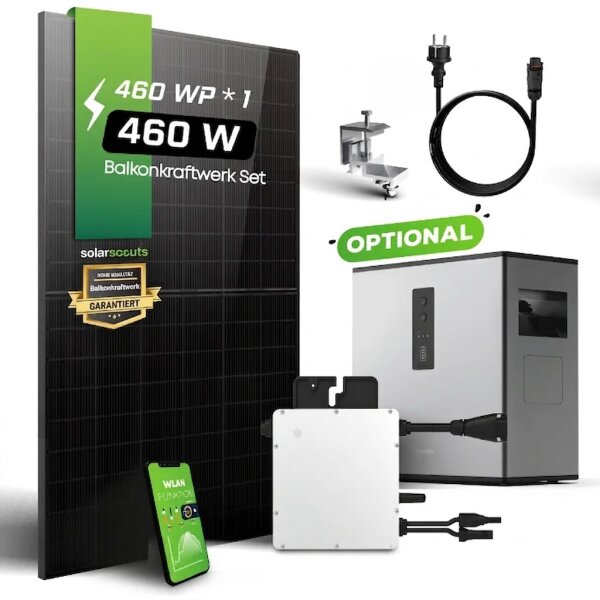 Sovinar Solo 460 Wp Balkonkraftwerk 1 Modul – 800W Mikro-Wechselrichter | Speicher optional kaufen