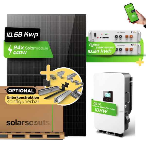 Photovoltaik Komplettset 10,92 kWp + 10,24kWh Speicher – Hybrid PV-Anlage