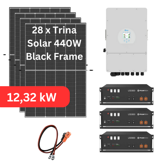 12,32 kWp Trina Solar Vertex 440W & Deye SUN-12K-SG04LP3-EU Hybridwechselrichter mit Pylontech US5000 14,4 kWh Speicher 48V LiFePO4
