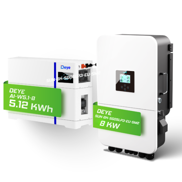 Hybrid-Set: Deye 8kW Hybrid-Wechselrichter + 5,12kWh Deye Speicher AI-W5.1-B