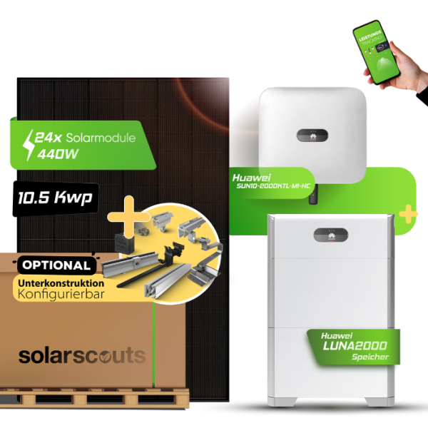 PV-Komplettset: 10,92kWp JA Solar + 10kW Huawei Hybrid + 10kWh LUNA2000