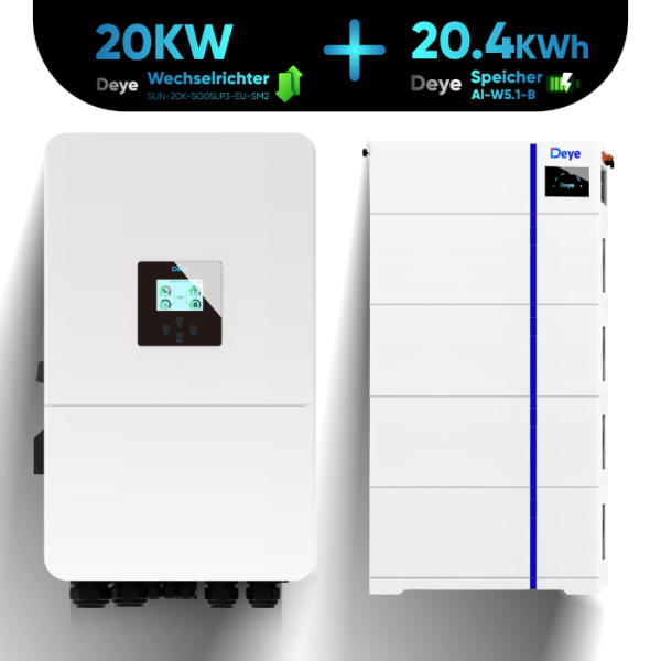 Hybrid-Set: Deye 20kW Hybrid-Wechselrichter + 20,48kWh Deye Speicher AI-W5.1-B