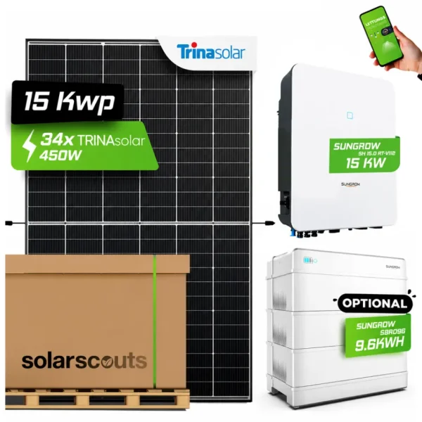 Komplett-Set: 15,6kWp Trina + 15kW Sungrow WR + Opt. 9,6kWh Sungrow HV Speicher