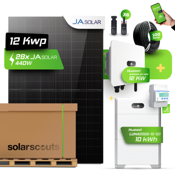 Komplett-Set: 12,6kWp JA Solar + 12kW Huawei Wechselrichter + 10kWh Huawei HV Speicher