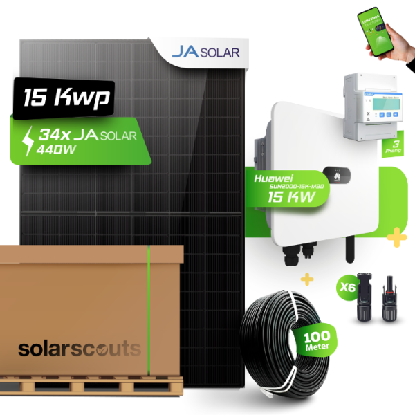 Huawei Photovoltaikanlage 15.47 kW Komplettset – 34x JA Solar 455W Fullblack & SUN2000-15K-MB0