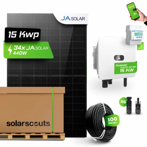 Huawei Photovoltaikanlage 15 kW Komplettset – 34x JA Solar 450W Fullblack & SUN2000-15K-MB0