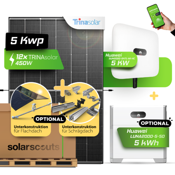 5 kW Huawei Solar System with Storage (Optional) | Double Glass & Full Black | 5kW Huawei Inverter