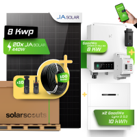 GoodWe Photovoltaikanlage 8,8 kW Komplettset – 20x JA Solar 440W Fullblack & GoodWe GW8KN-ET Plus 16A- 8kW Wechselrichter mit GoodWe Lynx Home D 5.0-10 10kWh HV-Speicher