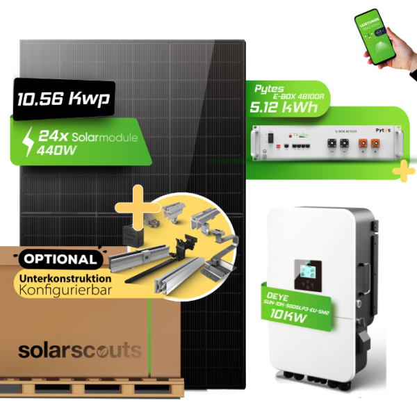Photovoltaik Komplettset 10,8 kWp + 5,12kWh Speicher – Hybrid PV-Anlage