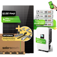 Photovoltaik Komplettset 10,92 kWp + 20,48kWh Speicher – Hybrid PV-Anlage