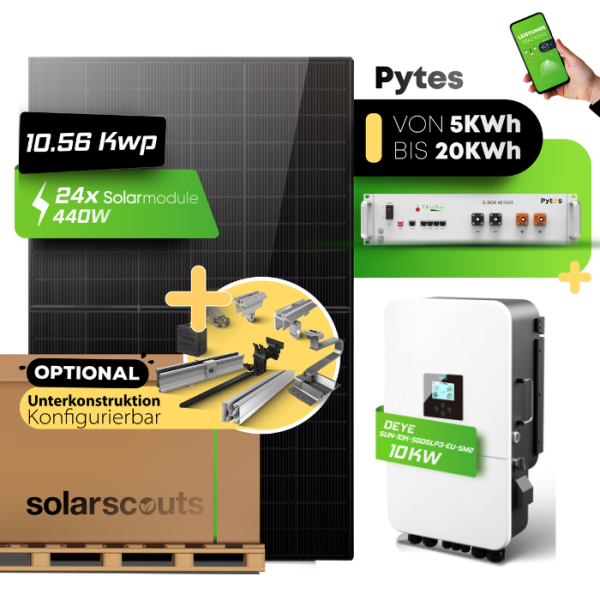 Photovoltaik Komplettset 10,92 kWp + 5-20kWh Speicher – Hybrid PV-Anlage