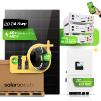Deye Photovoltaikanlage 20,93 kW Komplettset – 46x JA Solar 455W Fullblack & Deye SUN-20K-SG05LP3-EU-SM2 mit 15,36 kWh Deye SE-G5.1 Pro-B