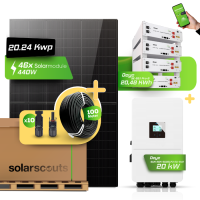 Deye Photovoltaikanlage 20,93 kW Komplettset – 46x JA Solar 455W Fullblack & Deye SUN-20K-SG05LP3-EU-SM2 mit 20,48 kWh Deye SE-G5.1 Pro-B