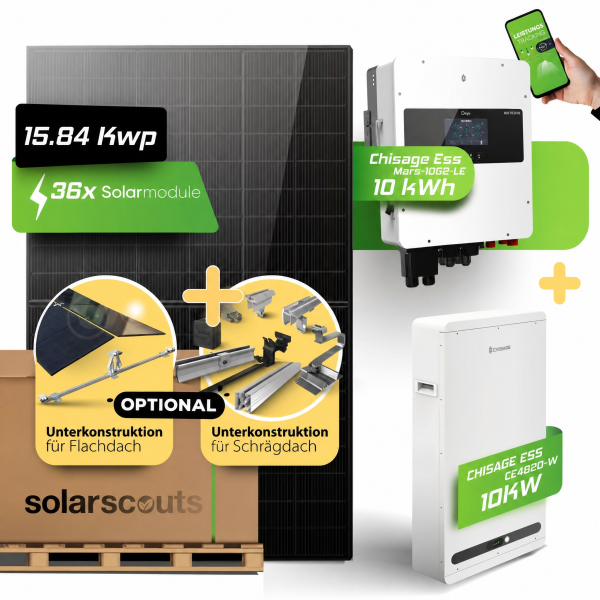 Komplett-Set: 15,84kWp JA Solar + 14kW Chisage WR + 10kWh Chisage NV Speicher