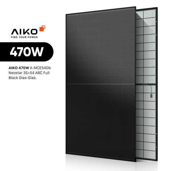 AIKO Solar 470W Full Black Glas-Glas Solarmodul | Neostar 3S+ AIKO-A470-MCE54Db B-Ware