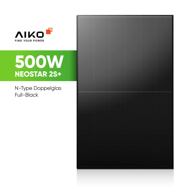 AIKO Solar 500W Glas-Glas Full Black Solarmodul – Neostar 2S+ N-Type ABC A-MAH60Db