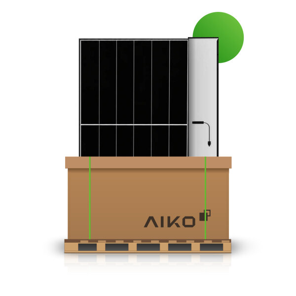 AIKO Solar 490W Glas-Glas Black Frame Solarmodul – Neostar 48Dw N-Type ABC A490-GRH48Dw - Palette